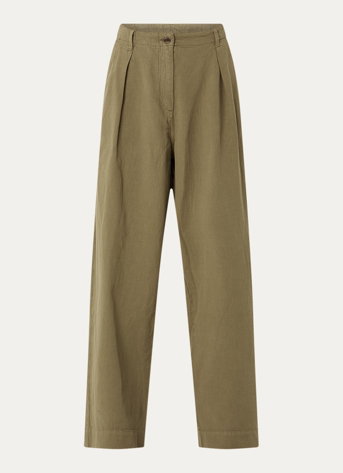 American Vintage Namaz high waist wide fit chino met steekzakken - voorkant mosgroen