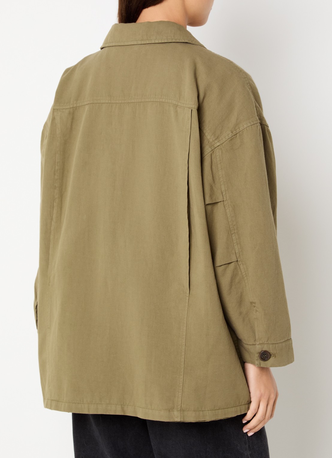 American Vintage Namaz jack in linnenblend met opgestikte zakken - achterkant 2 bronsgroen