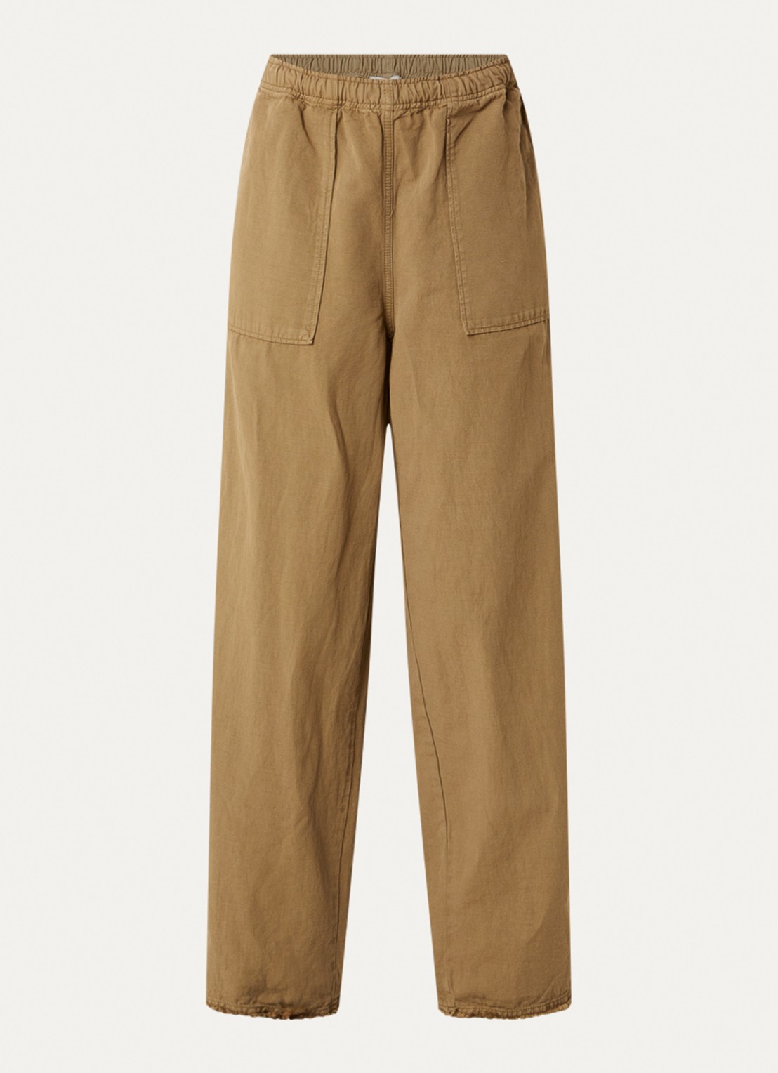 American Vintage Namazliane mid waist wide fit broek met opgestikte zakken - voorkant 3 mosgroen