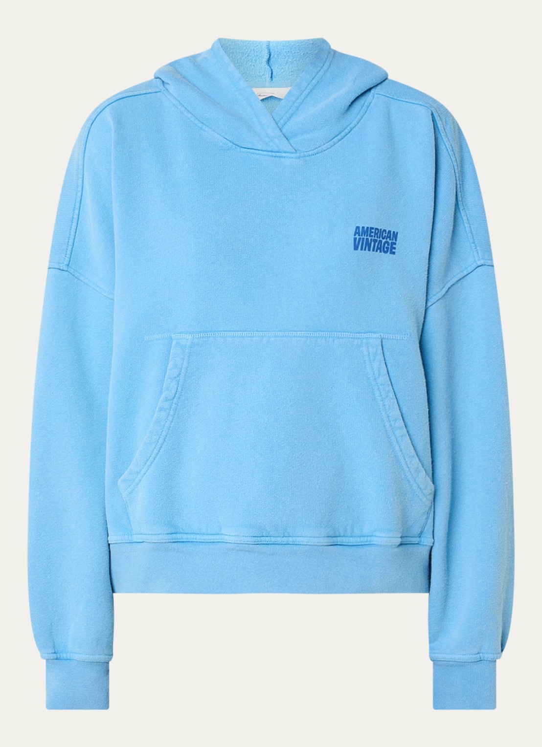 American Vintage Plizzy hoodie met logo - voorkant 2 royalblauw