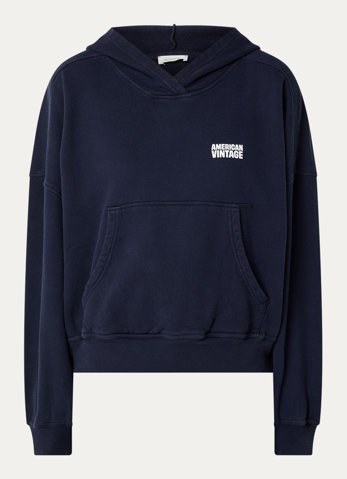 American Vintage Plizzy hoodie met logo  - voorkant donkerblauw