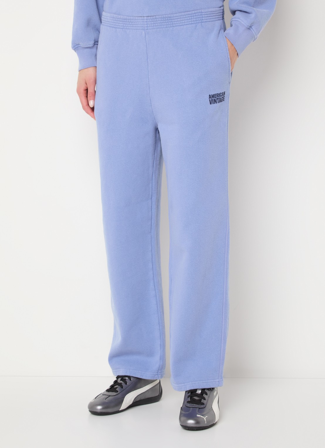 American Vintage Plizzy straight fit joggingbroek met logo  - detail 4 lavendel