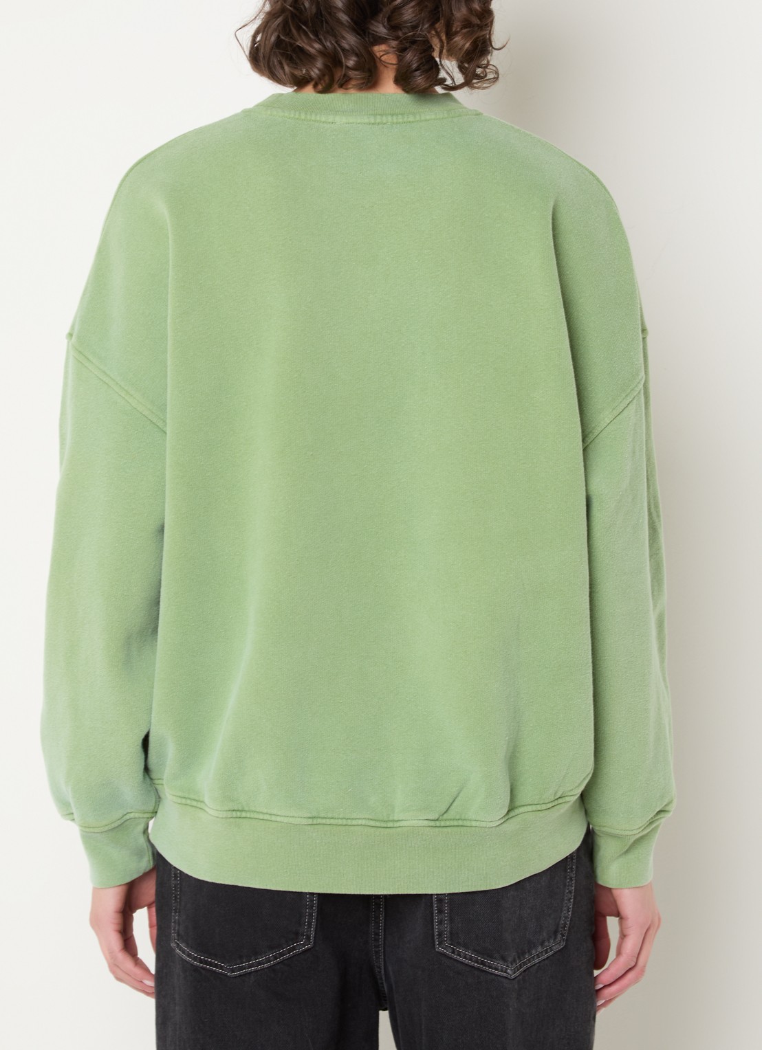 American Vintage Plizzy sweater met logo  - achterkant 4 groen