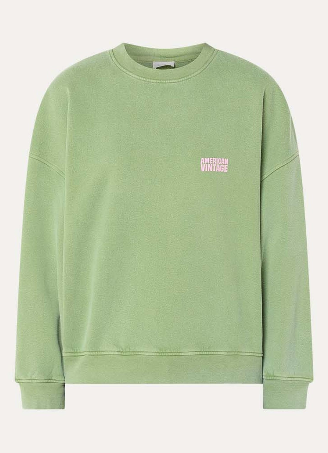 American Vintage Plizzy sweater met logo  - voorkant groen