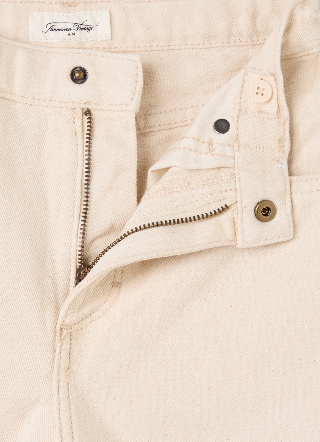 American Vintage Snopdog regular fit jeans met gekleurde wassing - detail 3 ivoor