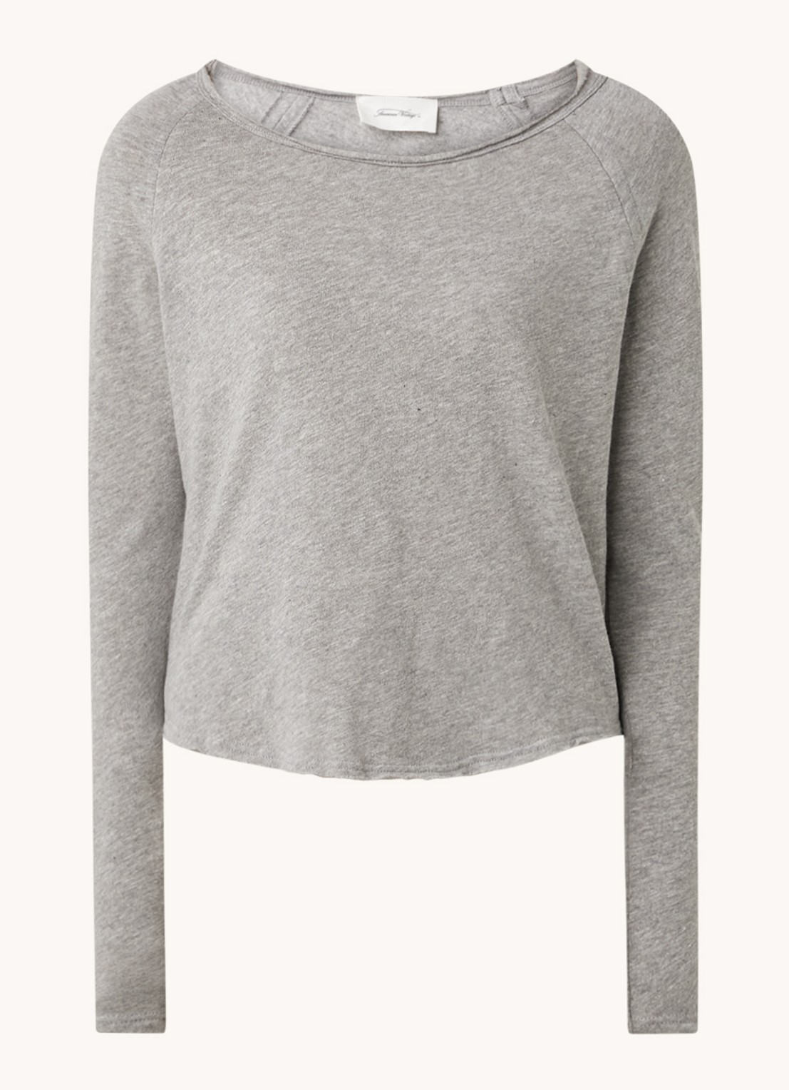 American Vintage Sonoma longsleeve van katoen - voorkant 2 grijsmele