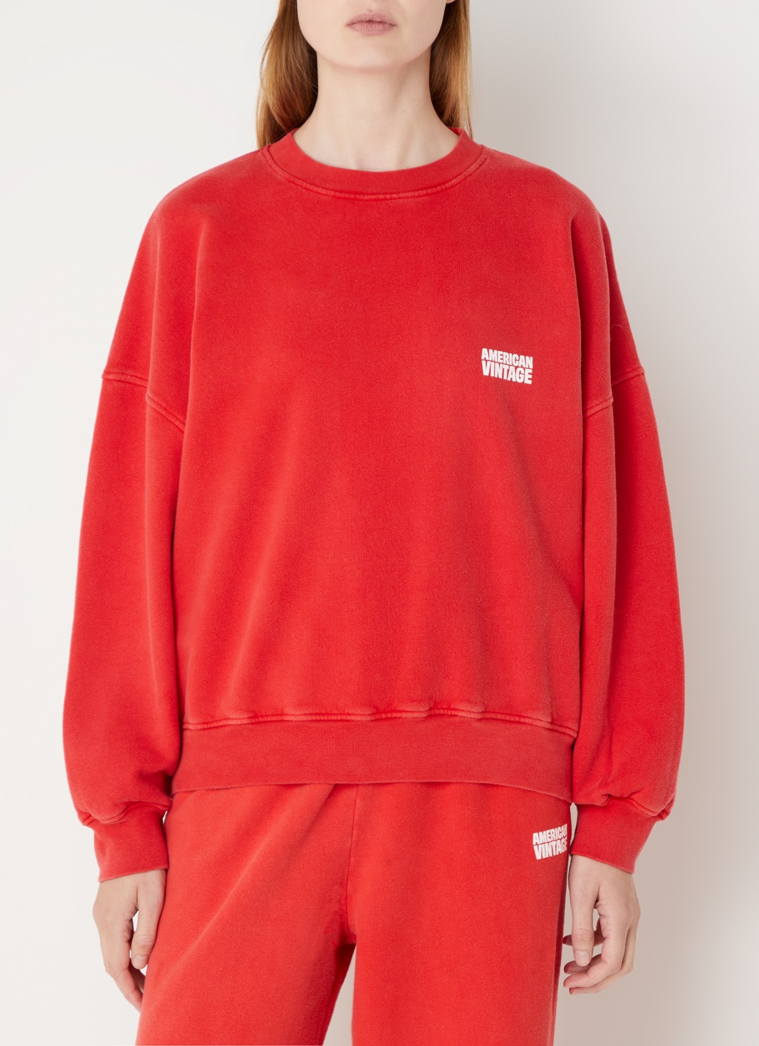 American Vintage Sweater met ronde hals - detail 3 rood