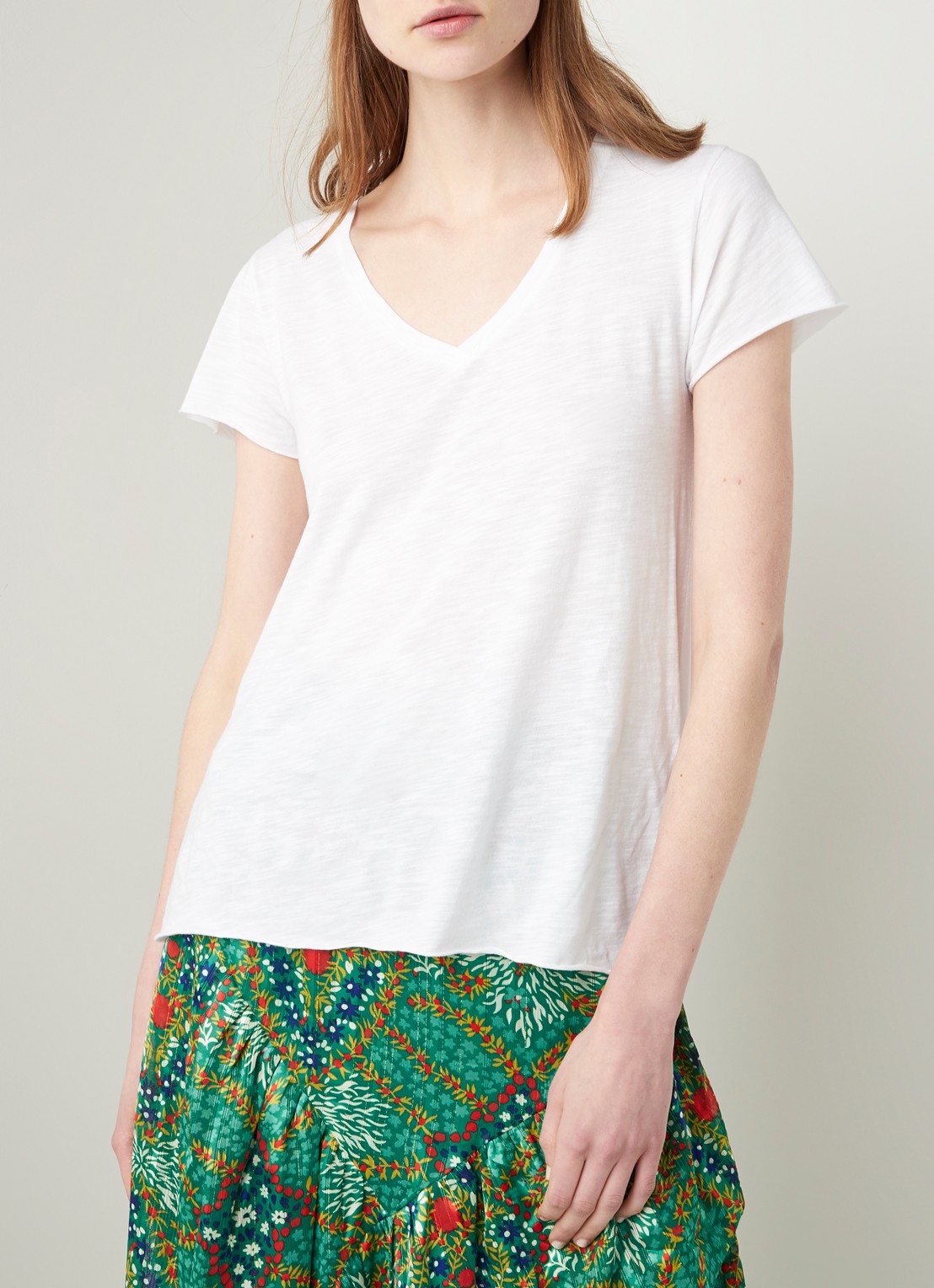 American Vintage T-shirt met V-hals - detail 2 wit