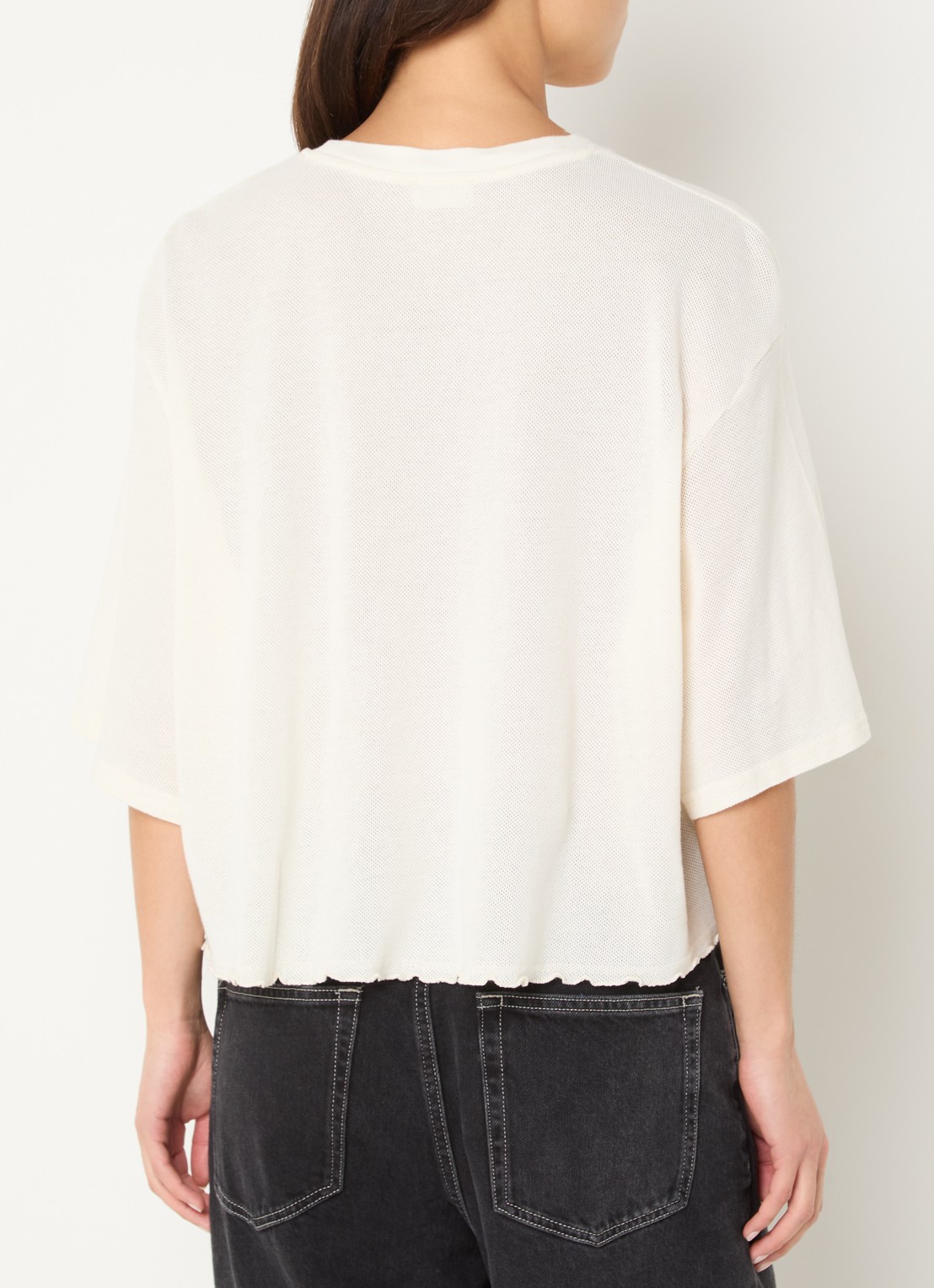 American Vintage Top met opengewerkt dessin - achterkant 4 gebroken wit