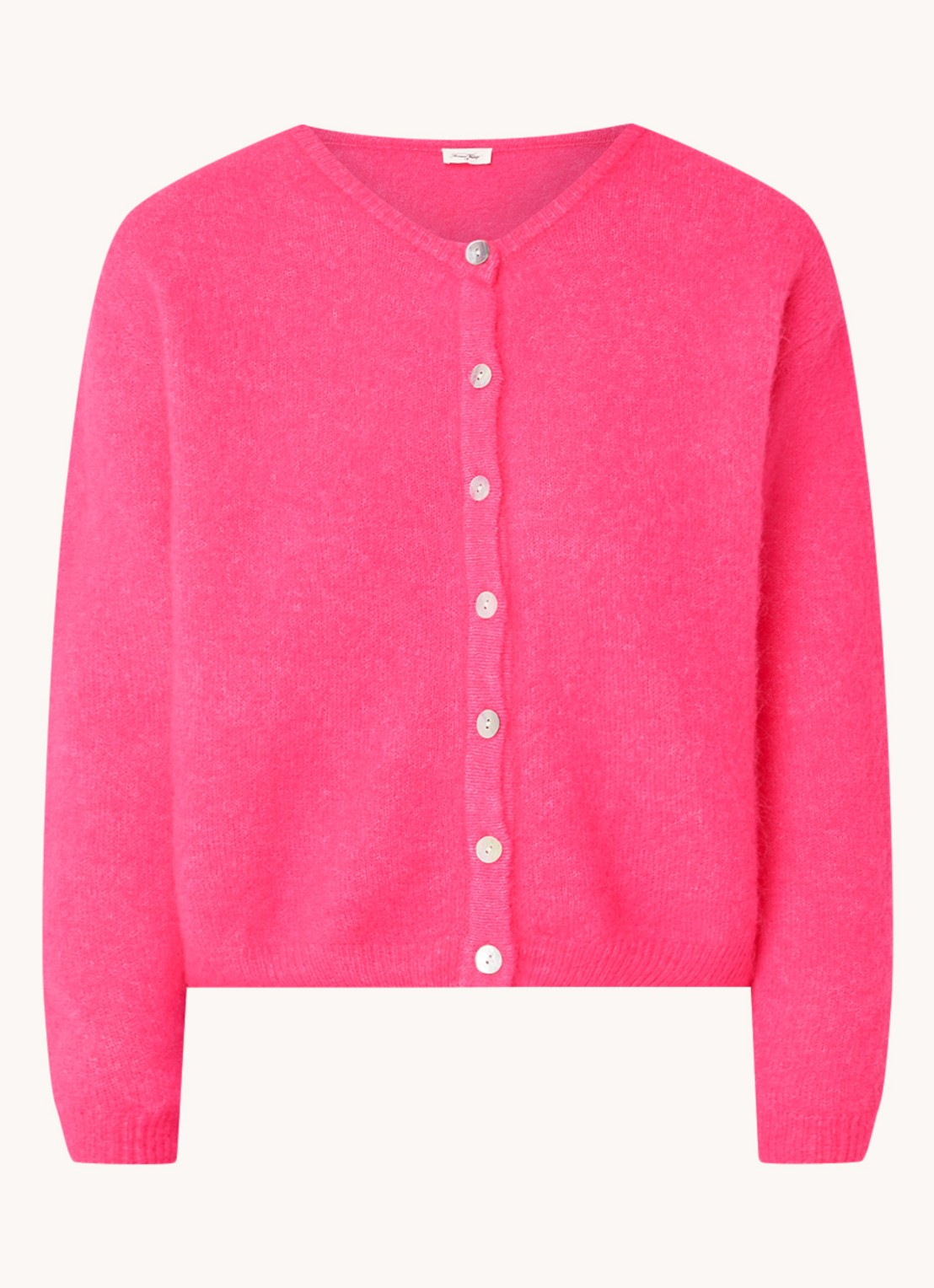 American Vintage Vitow fijngebreid vest in alpaca wolblend - voorkant 3 roze