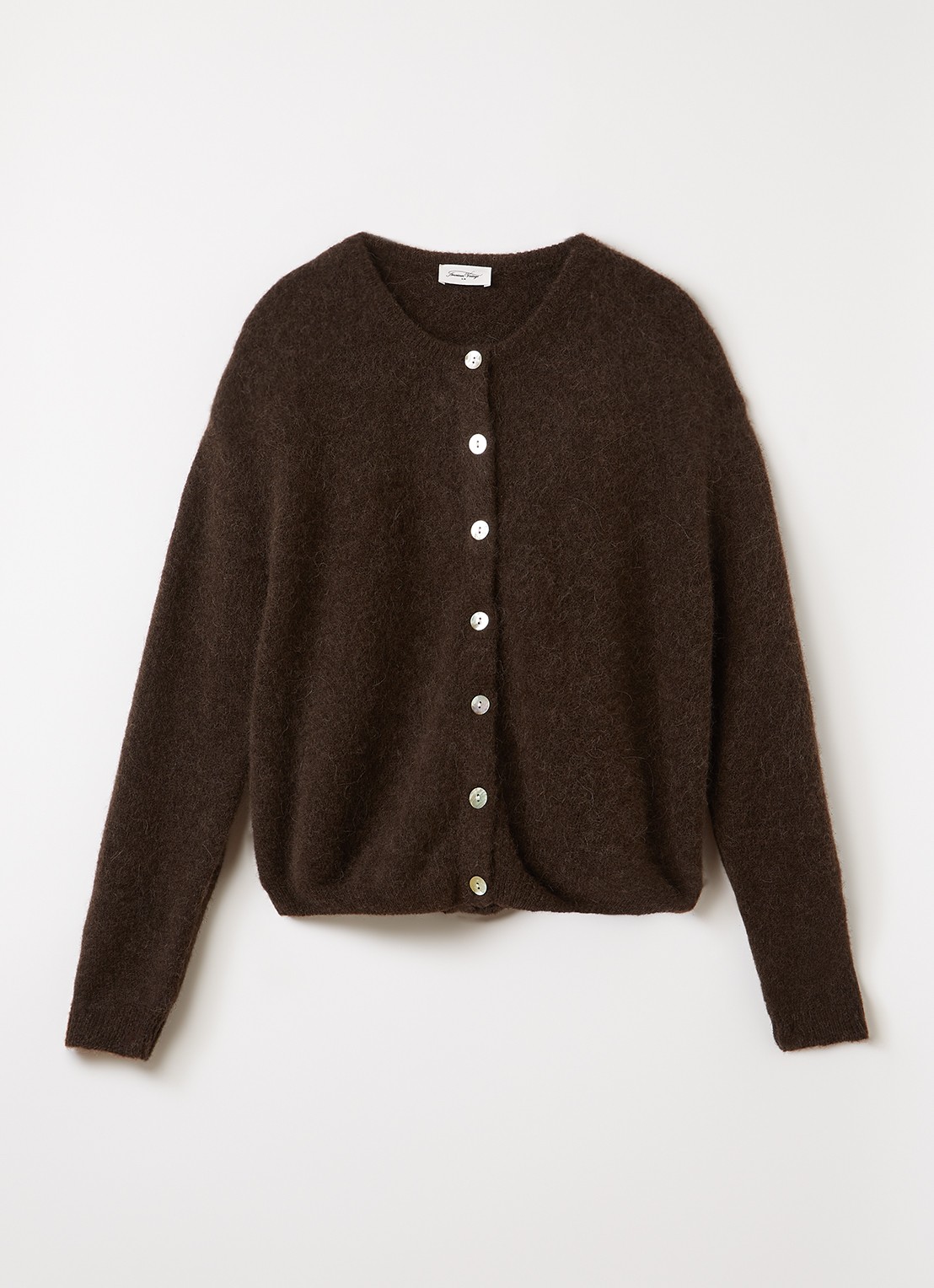 American Vintage Vitow fijngebreid vest in alpaca wolblend - voorkant donkerbruin