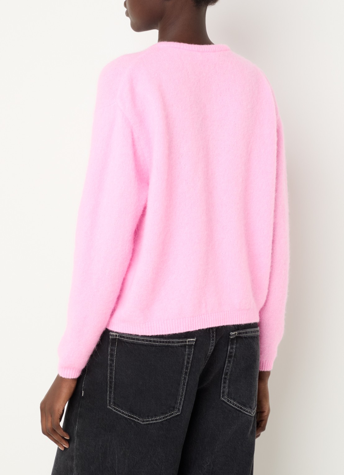 American Vintage Vitow fijngebreid vest in alpaca wolblend - achterkant 4 roze
