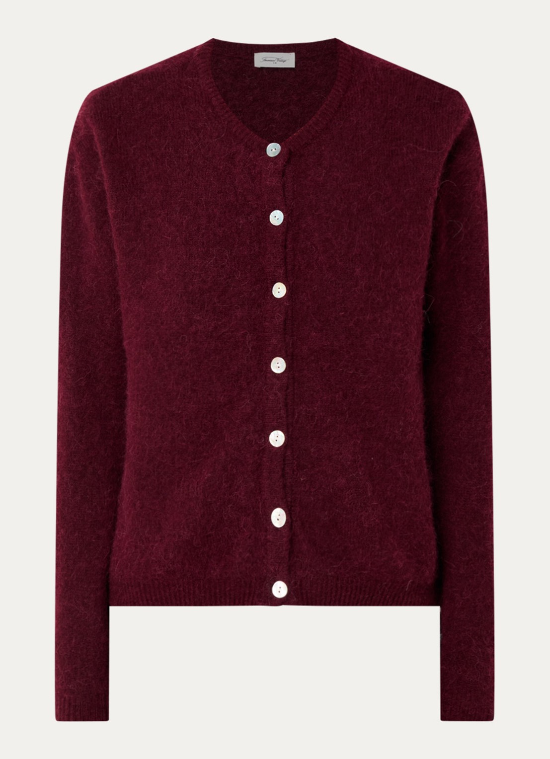 American Vintage Vitow fijngebreid vest in wolblend - voorkant 3 bordeauxrood