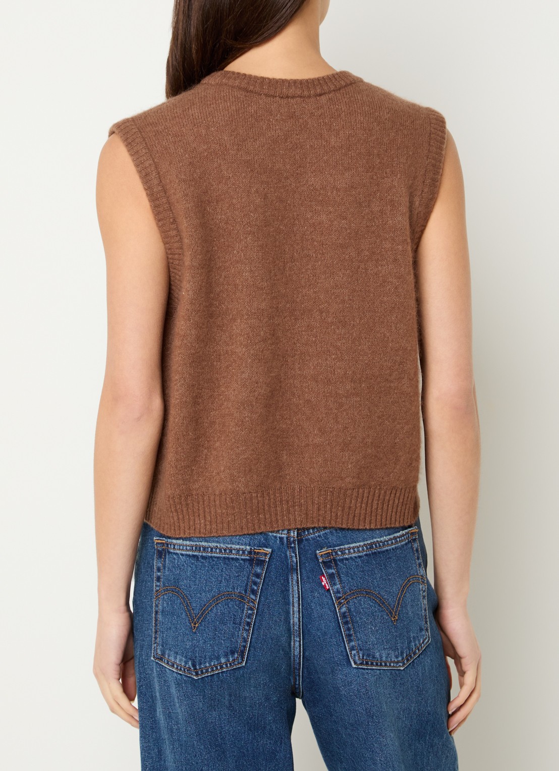 American Vintage Vitow fijngebreide spencer in alpaca wolblend - achterkant 2 bruin