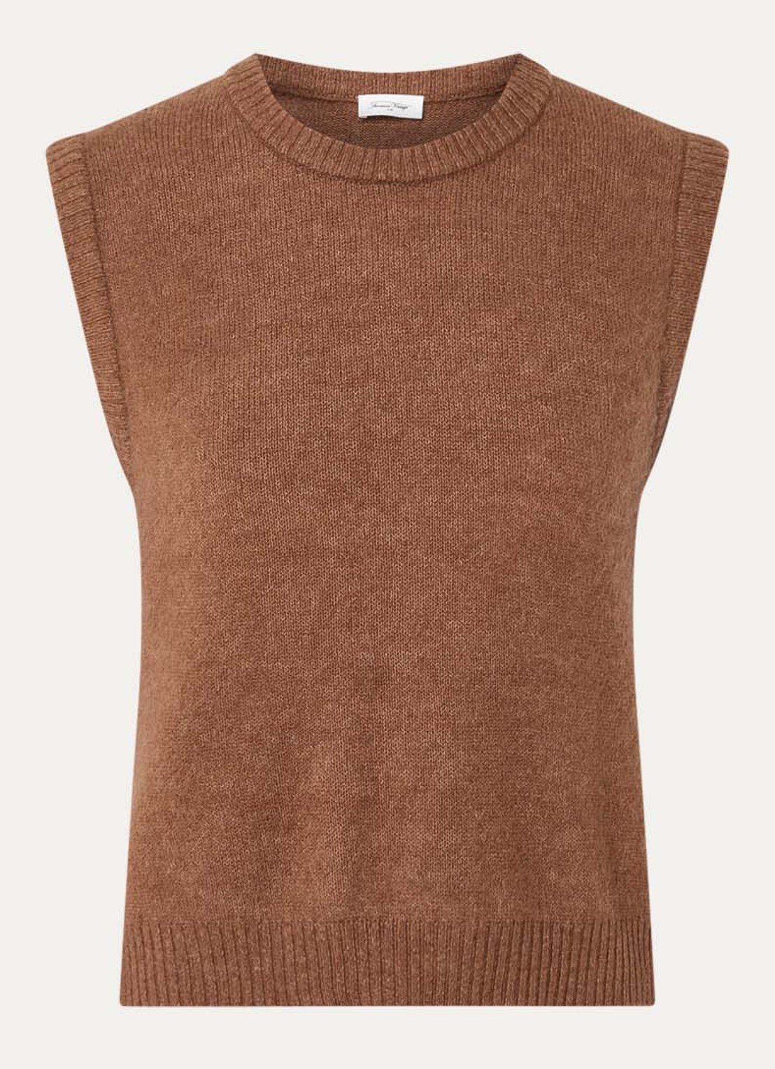 American Vintage Vitow fijngebreide spencer in alpaca wolblend - voorkant 3 bruin
