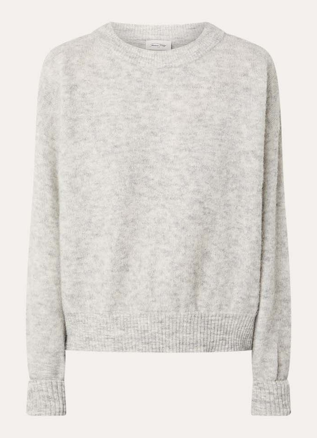 American Vintage Vitow fijngebreide trui in alpaca wolblend met stretch - voorkant grijsmele