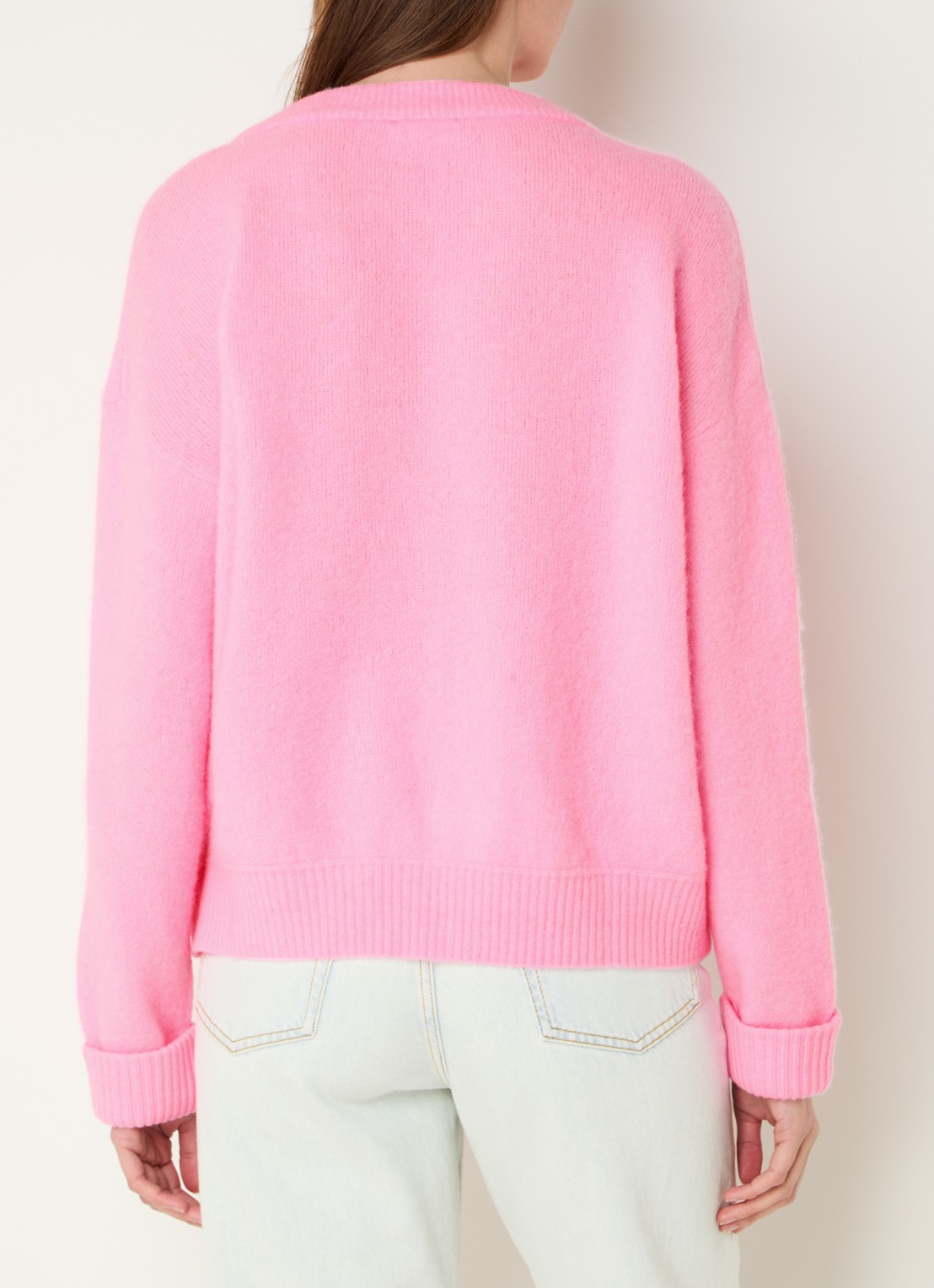 American Vintage Vitow grofgebreide trui in alpaca wolblend - achterkant roze