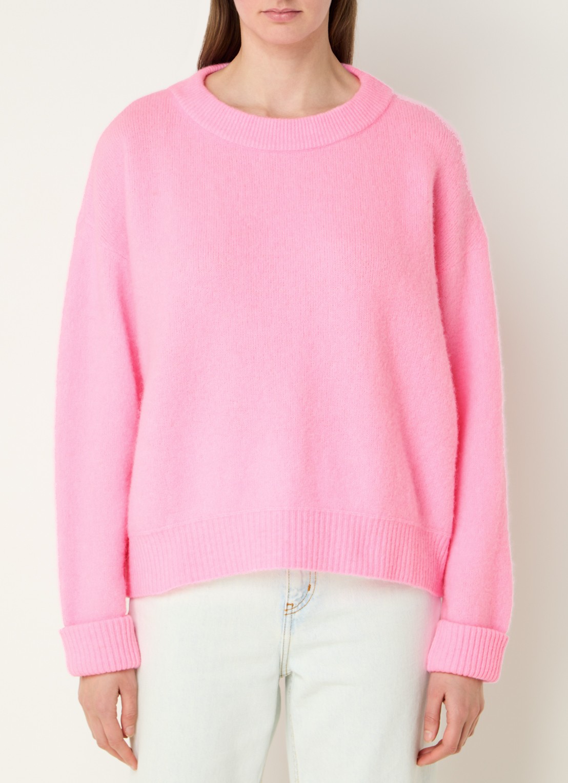 American Vintage Vitow grofgebreide trui in alpaca wolblend - detail 2 roze