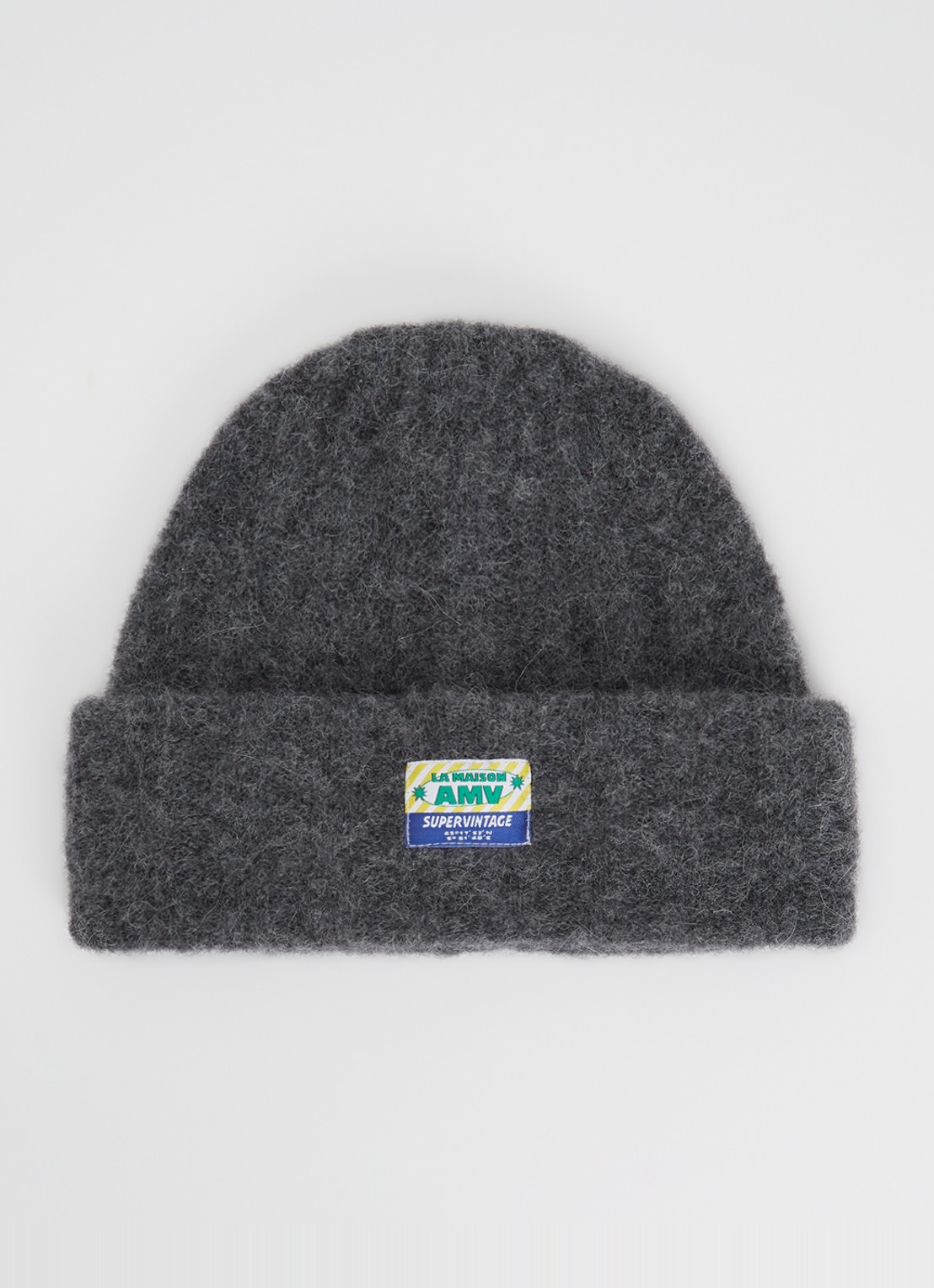 American Vintage Vitow muts in alpaca wolblend met logo - voorkant donkergrijs