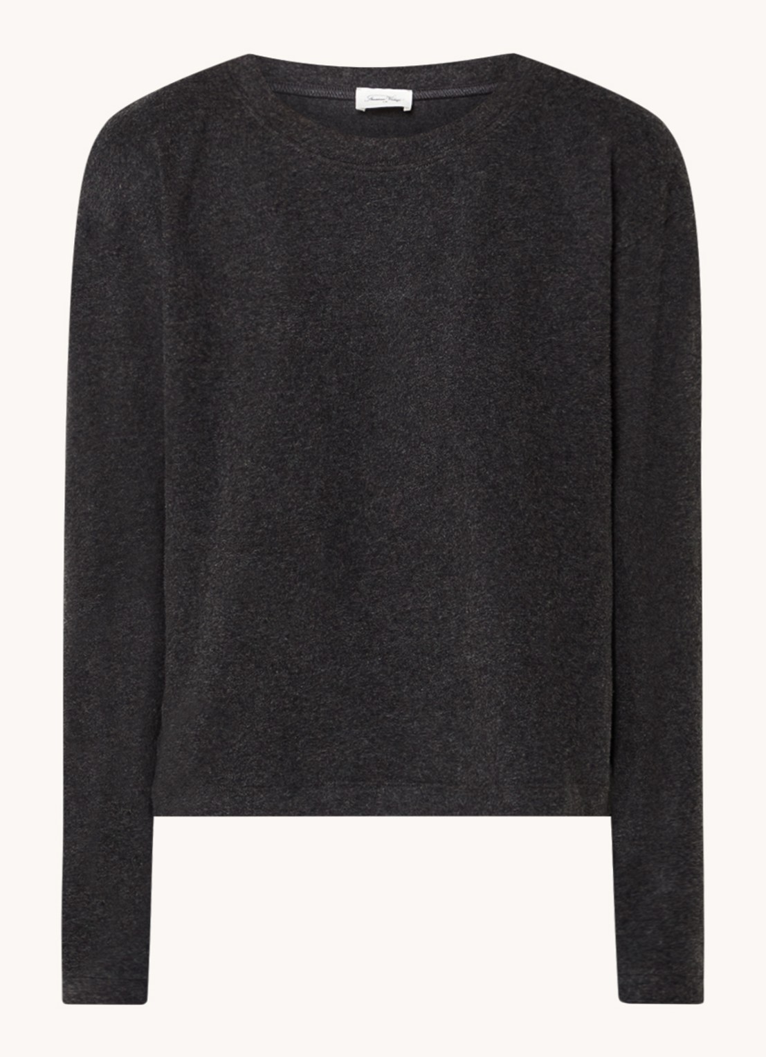 American Vintage Ypawoodd longsleeve met gemêleerd dessin - voorkant antraciet