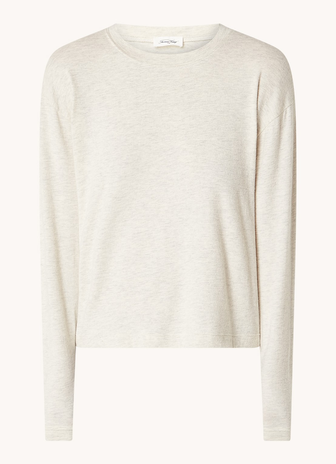 American Vintage Ypawoodd longsleeve met gemêleerd dessin - voorkant 2 grijsmele