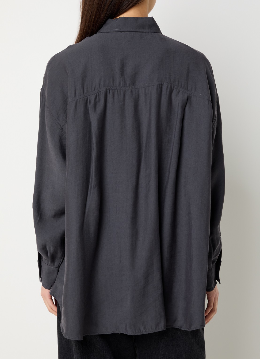 American Vintage Ysoli oversized blouse met borstzak - achterkant 4 antraciet