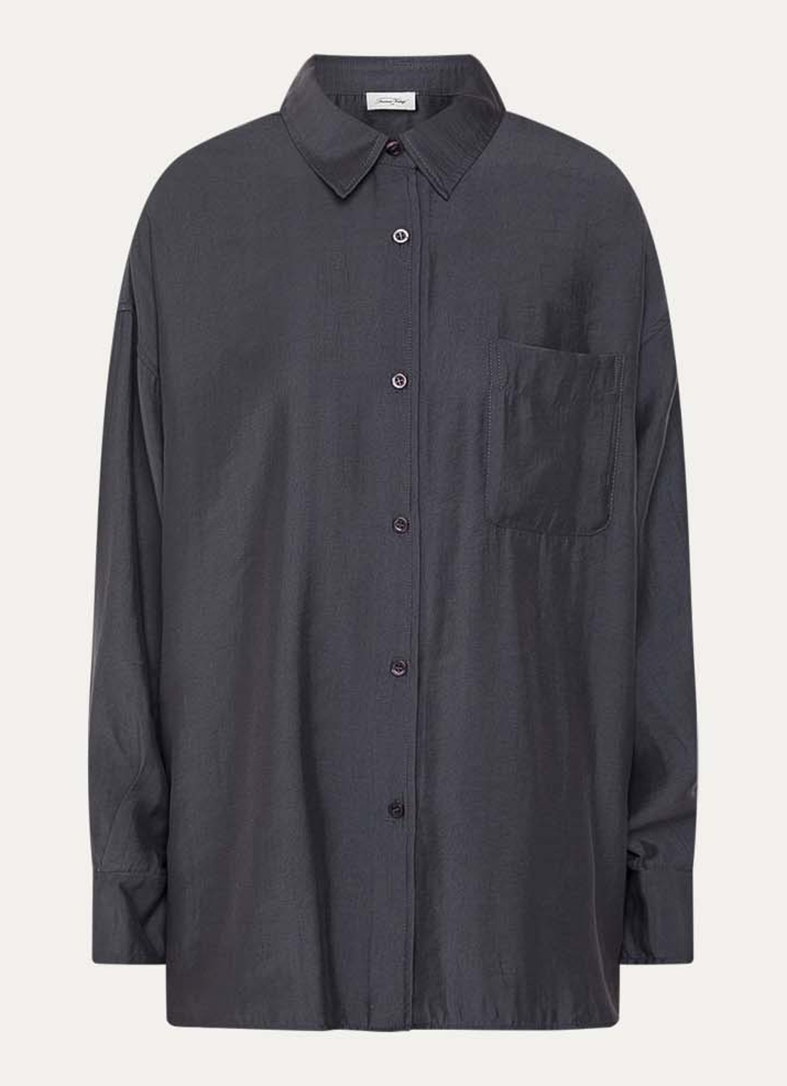 American Vintage Ysoli oversized blouse met borstzak - voorkant 2 antraciet
