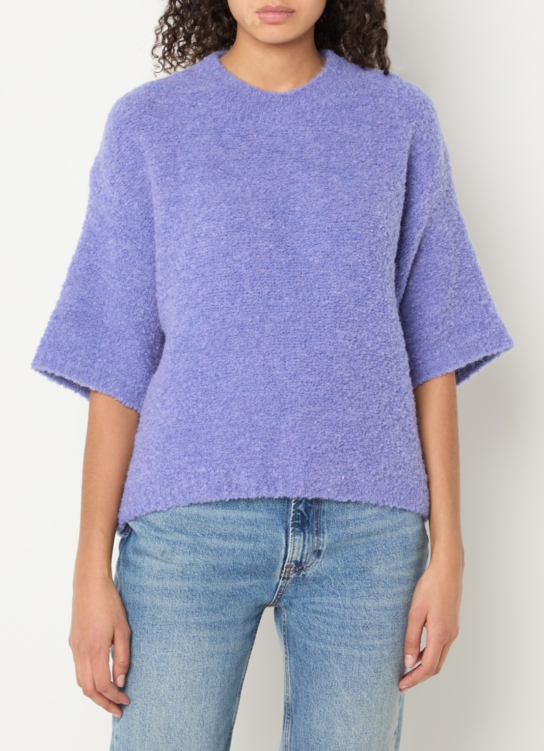 American Vintage Zolly gebreide top in alpaca wolblend met structuur - detail 4 lavendel