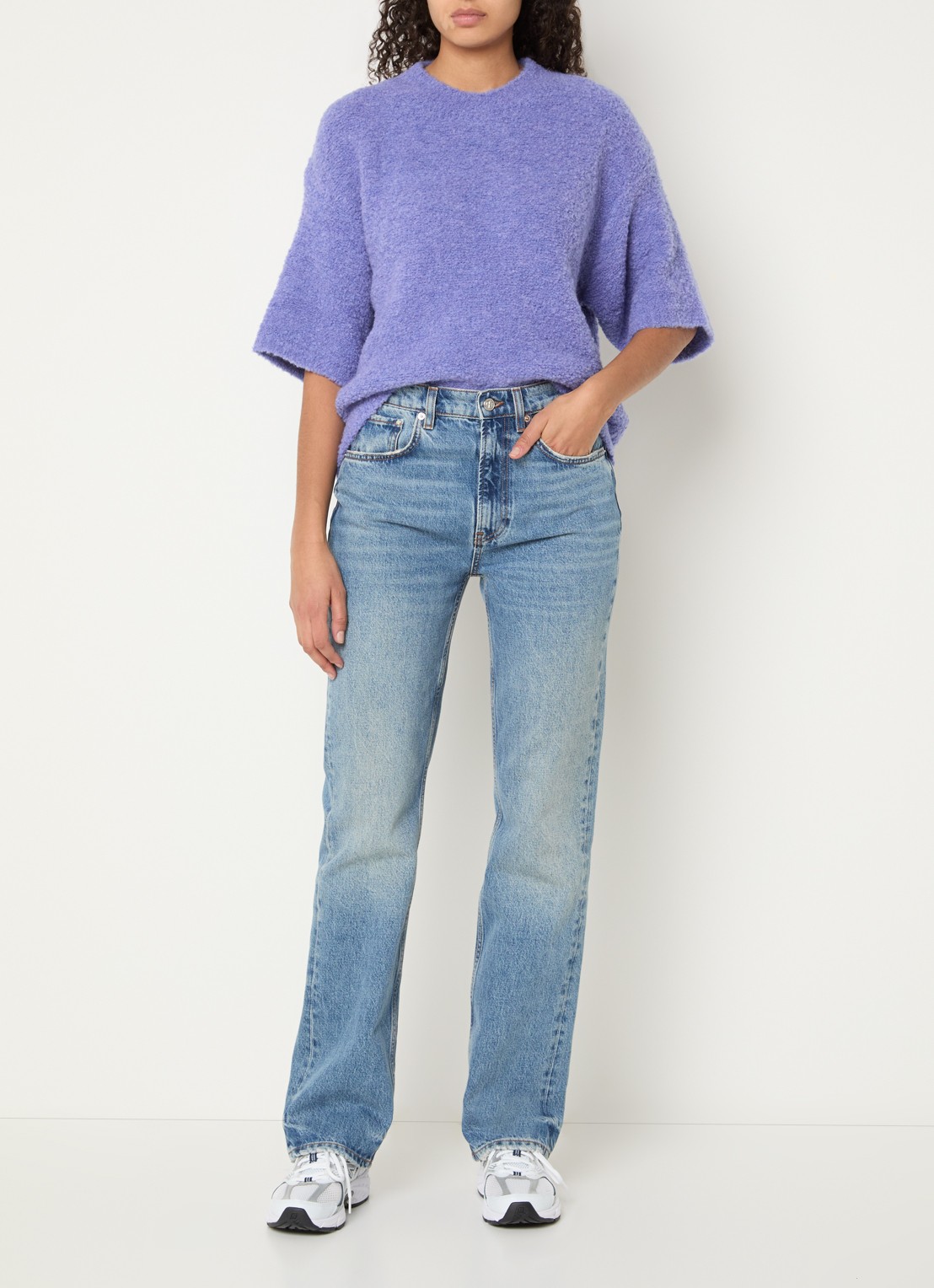 American Vintage Zolly gebreide top in alpaca wolblend met structuur - voorkant 3 lavendel