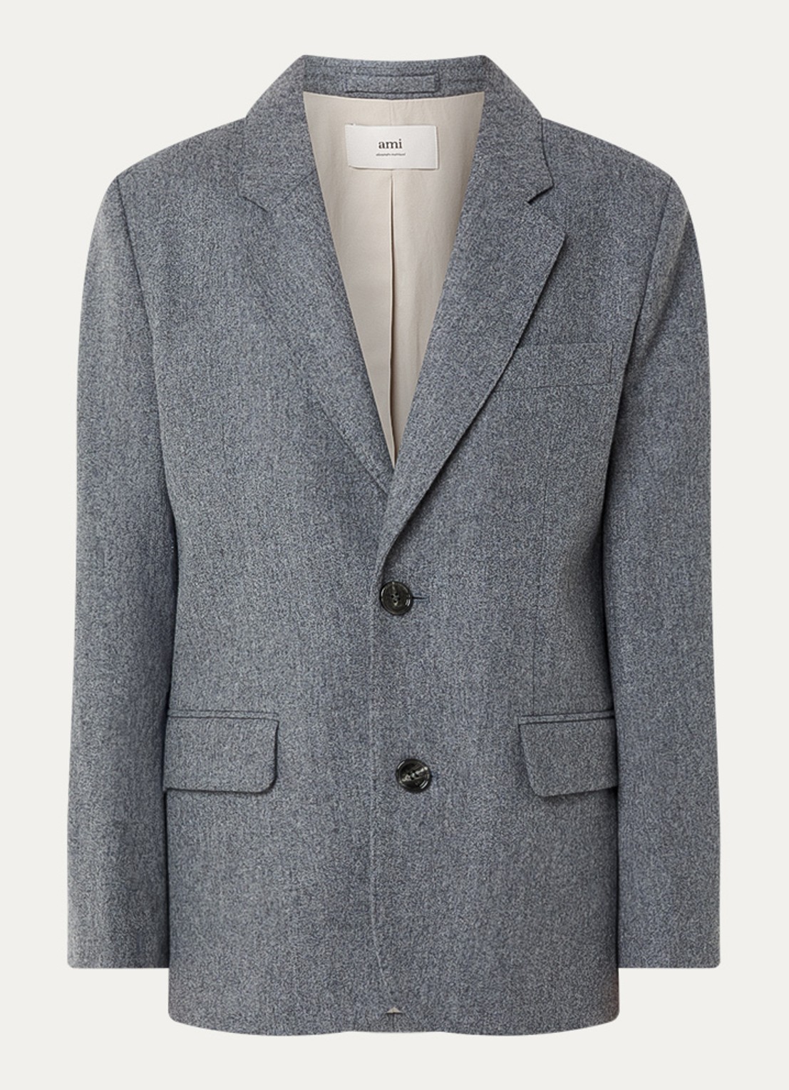 AMI Paris Blazer van scheerwol met klepzakken - voorkant 2 middengrijs