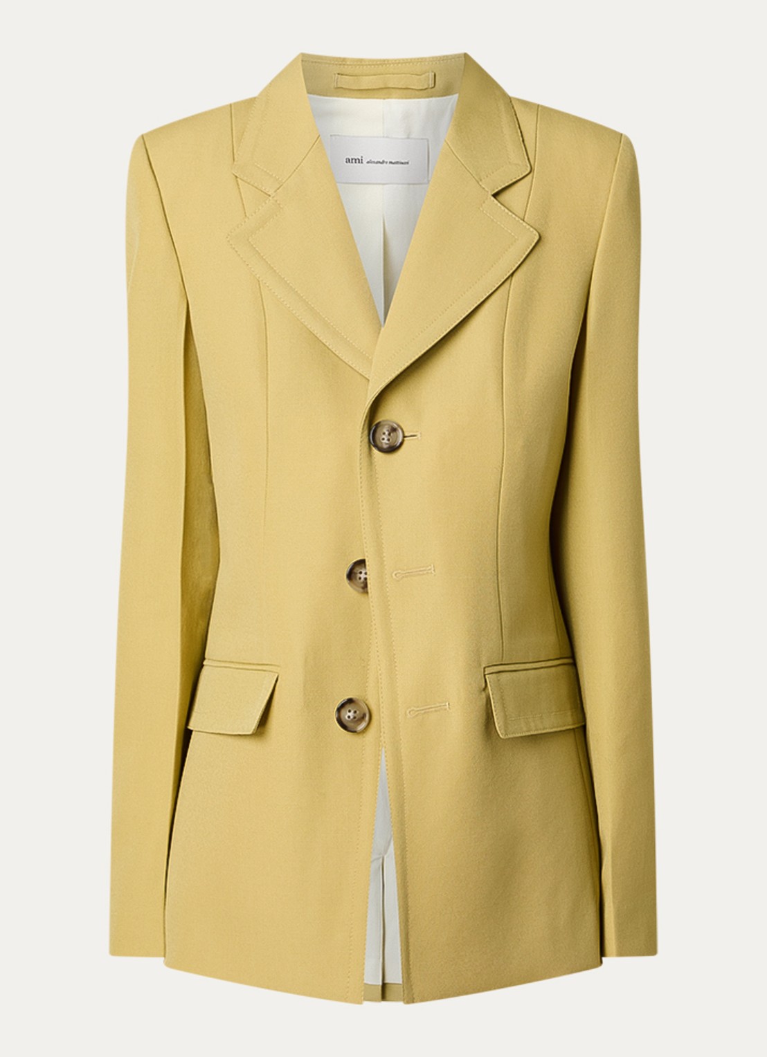 AMI Paris Blazer van scheerwol met klepzakken - voorkant 3 okergeel