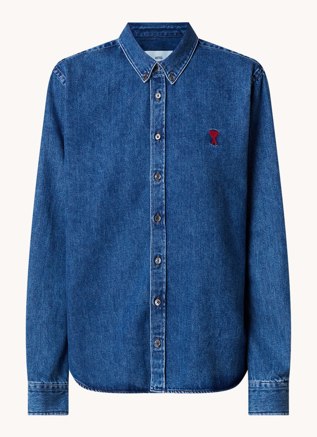 AMI Paris Blouse met logo - voorkant 2 indigo