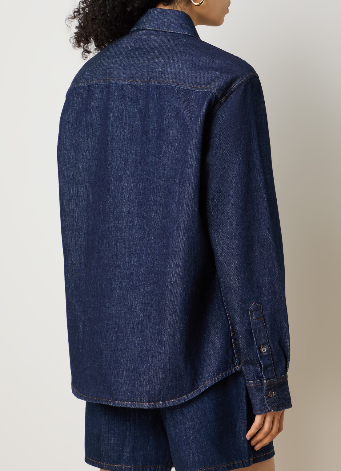 AMI Paris Blouse van denim met logo - achterkant 3 indigo