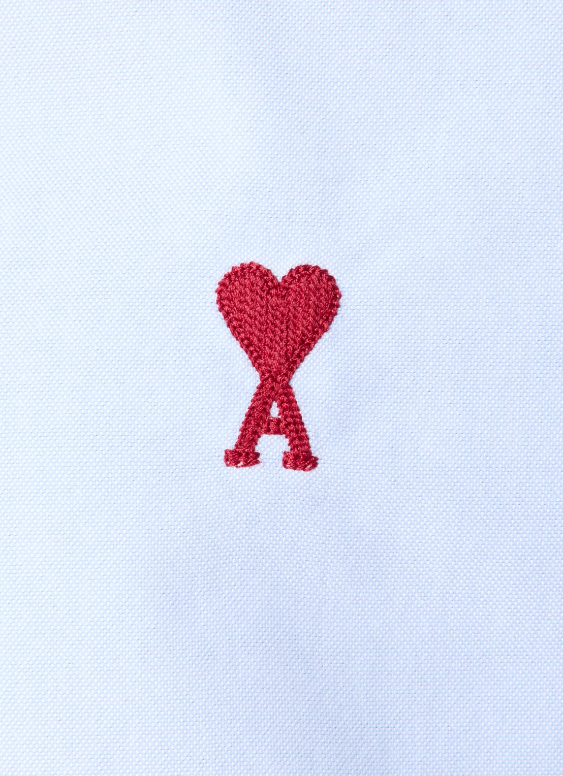 AMI Paris Blouse van piqué katoen met logoborduring  - detail 5 lichtblauw