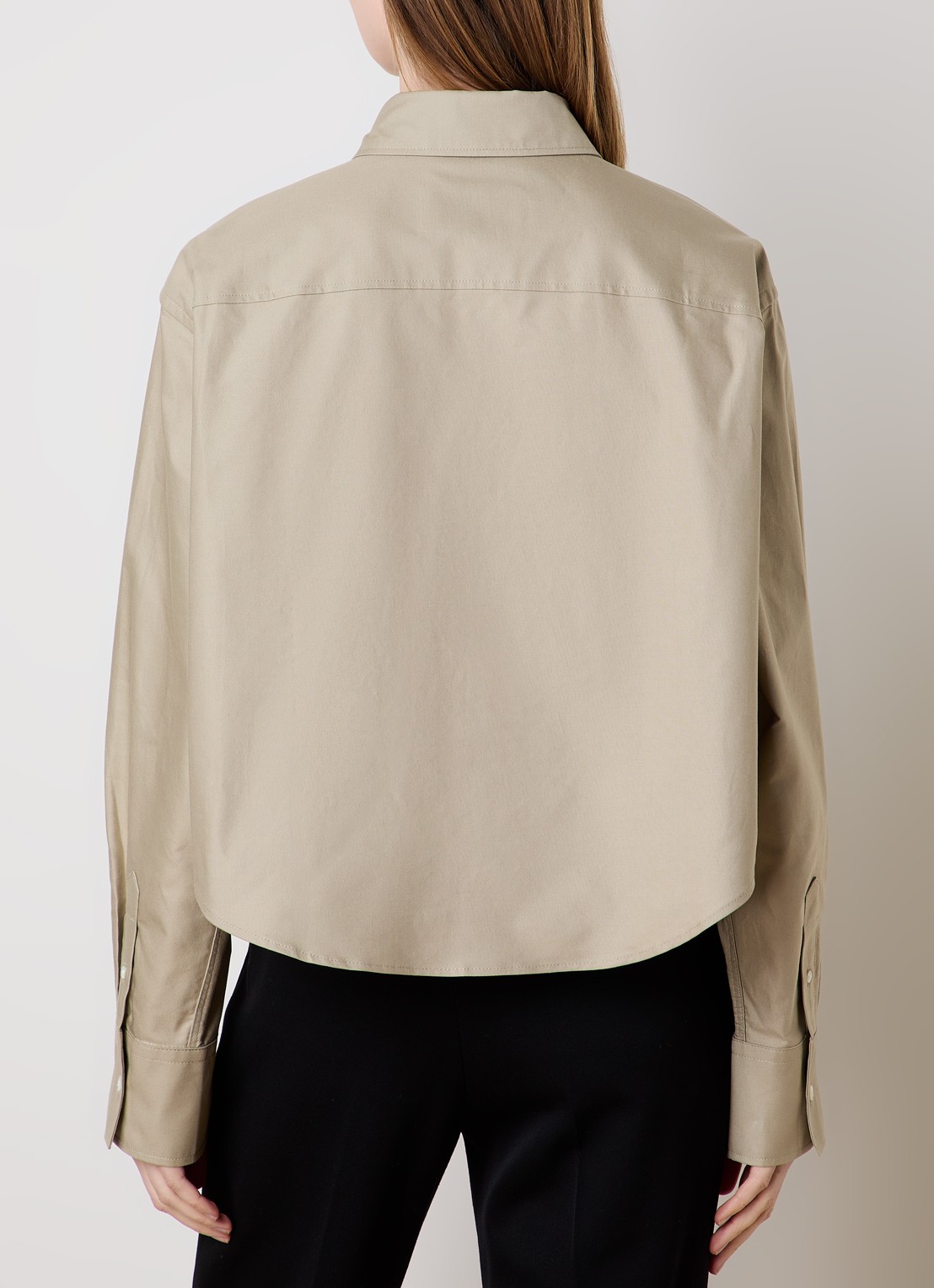 AMI Paris Cropped blouse met borstzak - achterkant 3 khaki