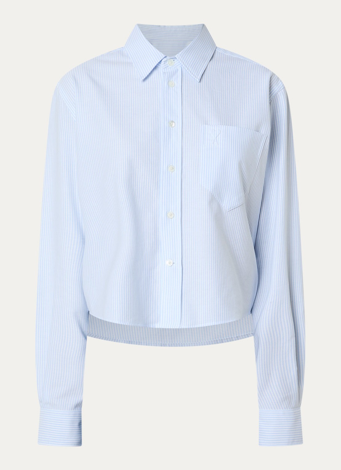 AMI Paris Cropped blouse met streepprint - voorkant 4 lichtblauw