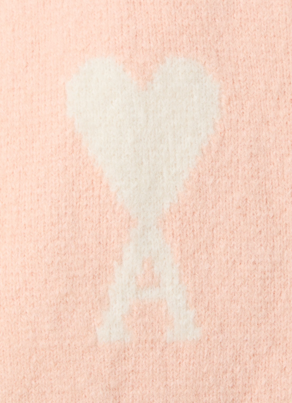 AMI Paris Fijngebreid vest in alpaca wolblend met ingebreid logo - detail 2 zalmroze