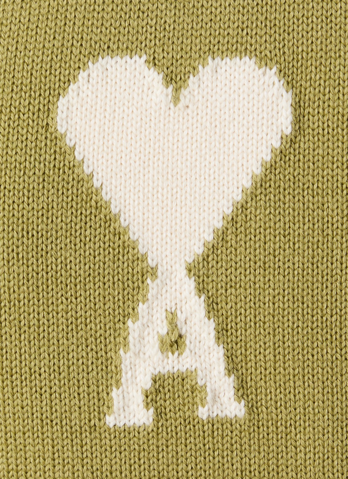 AMI Paris Fijngebreid vest in wolblend met logo - detail 5 lichtgroen