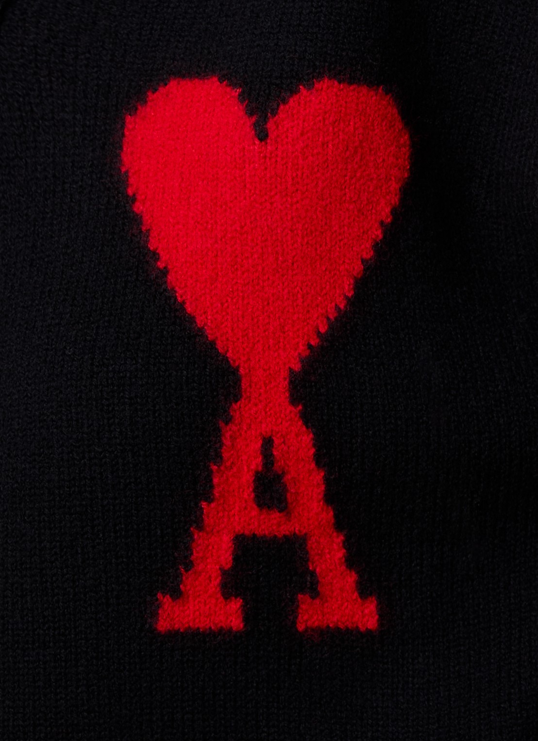 AMI Paris Fijngebreid vest van wol met ingebreid logo - detail 5 zwart