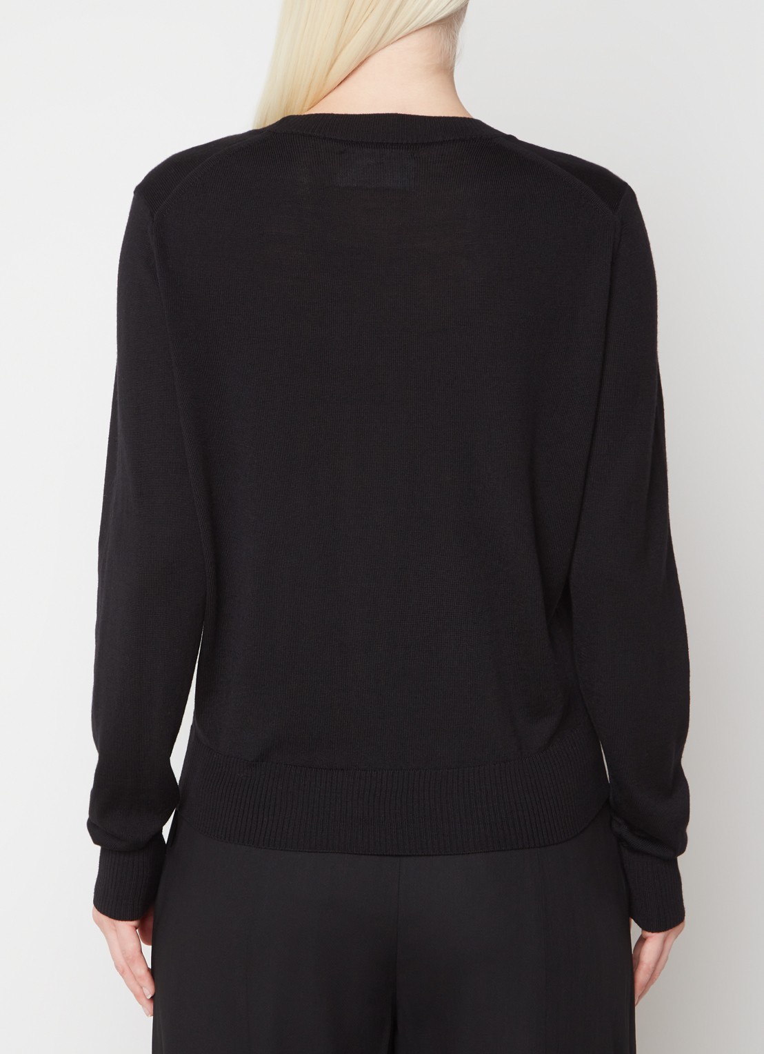 AMI Paris Fijngebreide pullover van wol met logo - achterkant 3 zwart