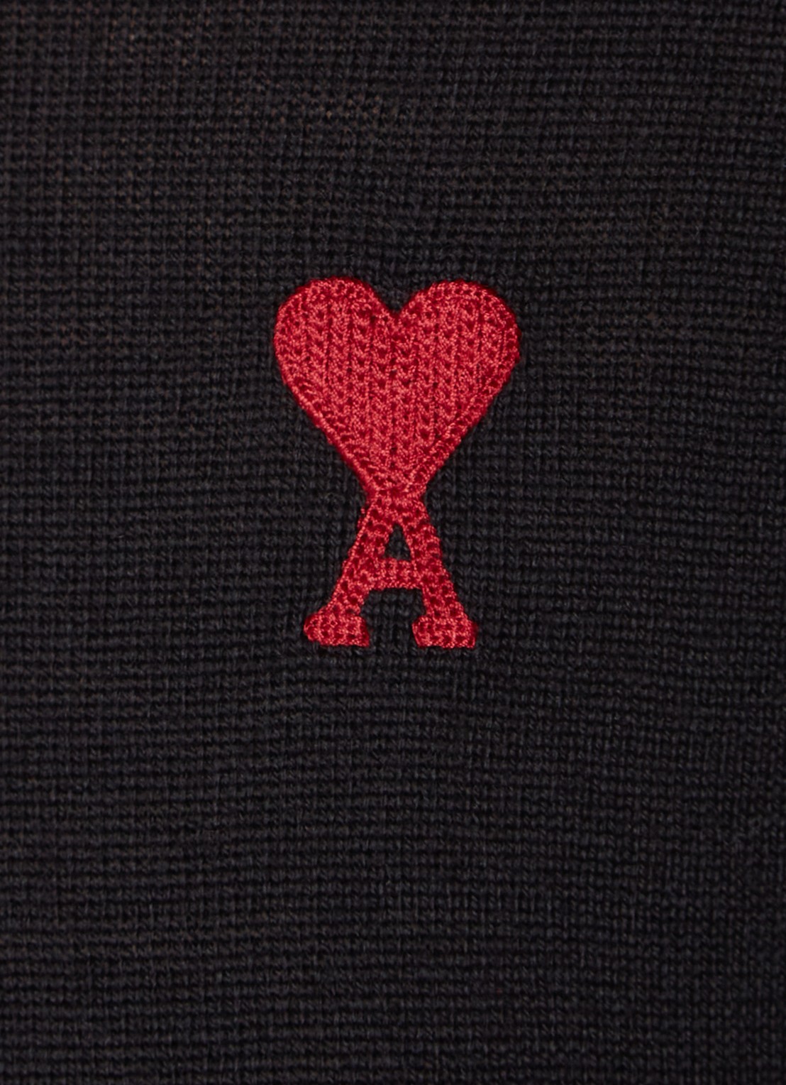 AMI Paris Fijngebreide pullover van wol met logo - detail 5 zwart