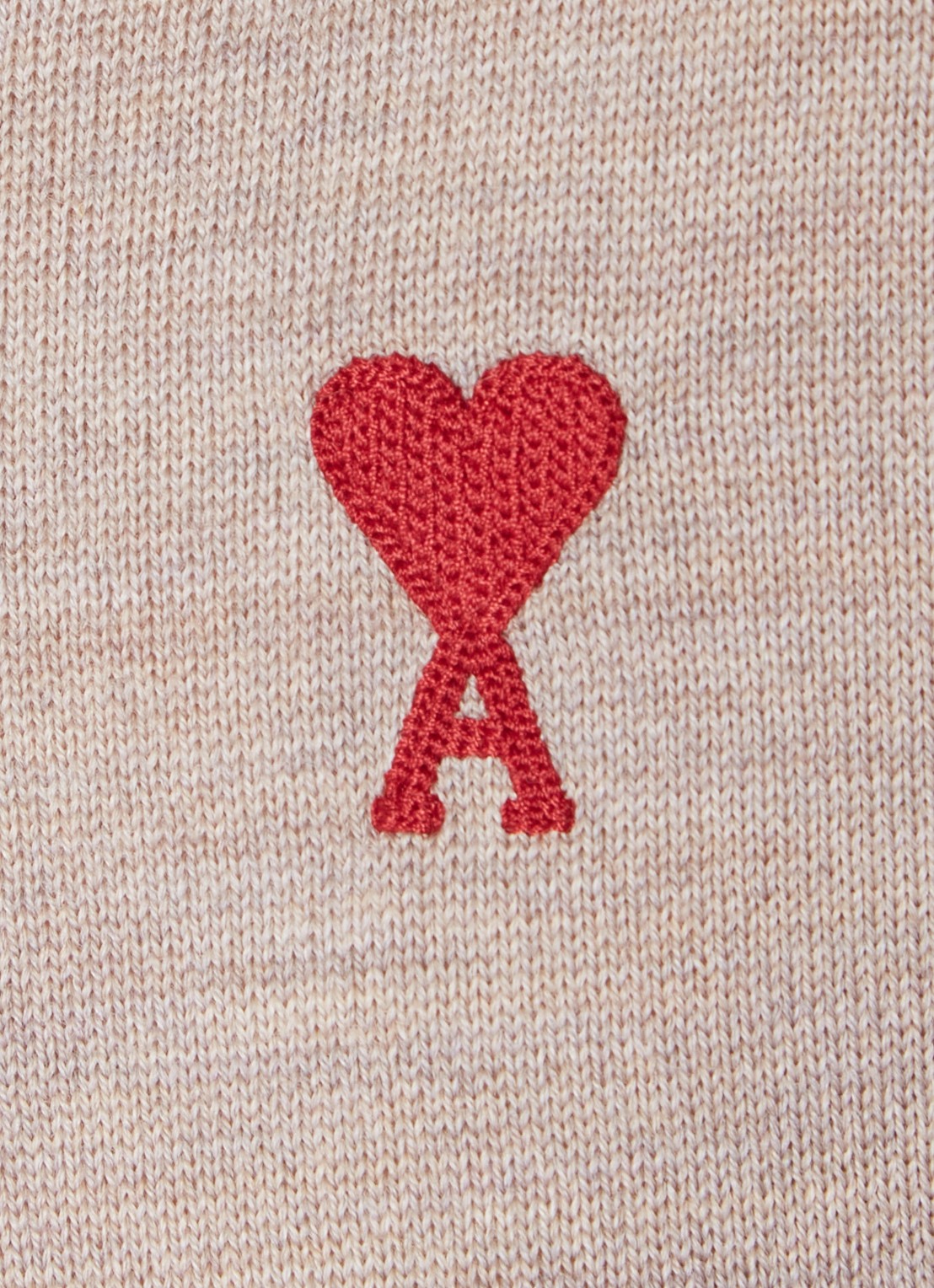 AMI Paris Fijngebreide pullover van wol met logo - detail 5 donkerbeige
