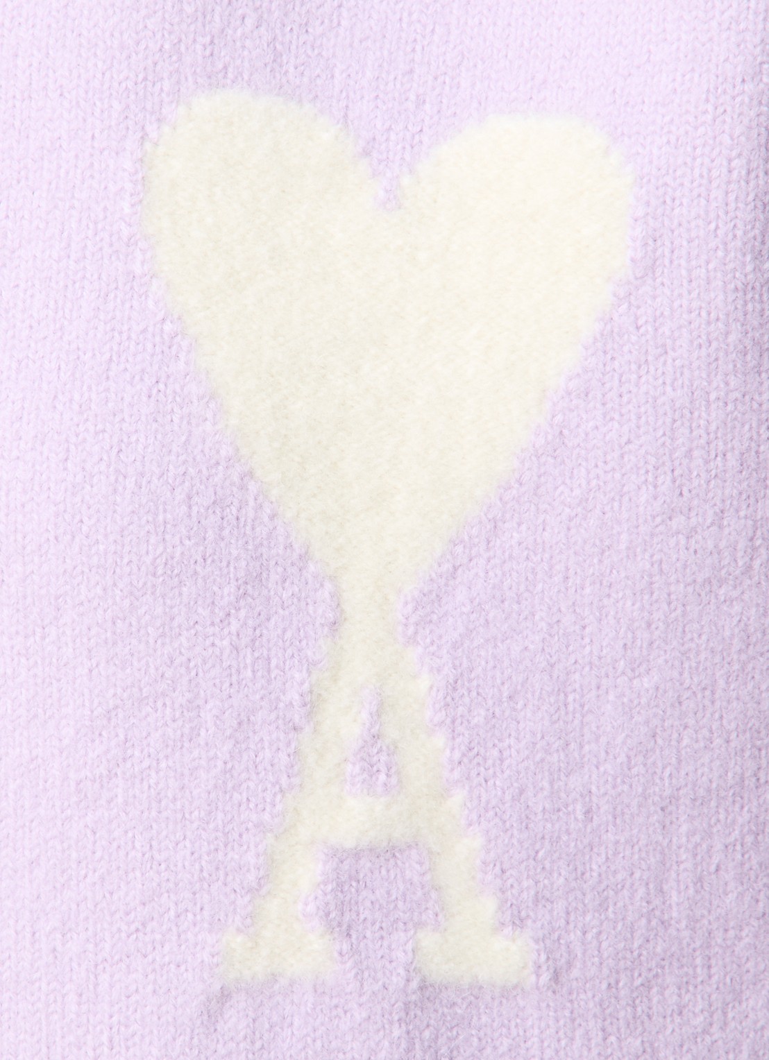 AMI Paris Fijngebreide trui van wol met logo  - detail 5 lavendel