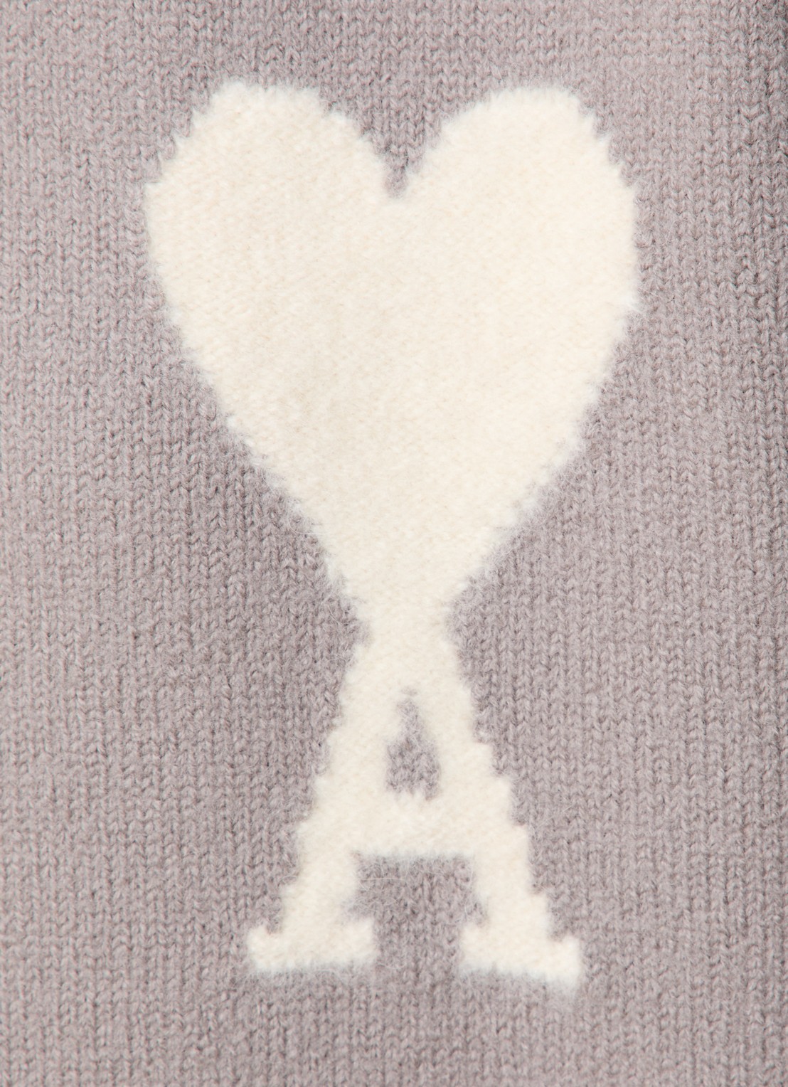 AMI Paris Fijngebreide trui van wol met logo  - detail 5 zand