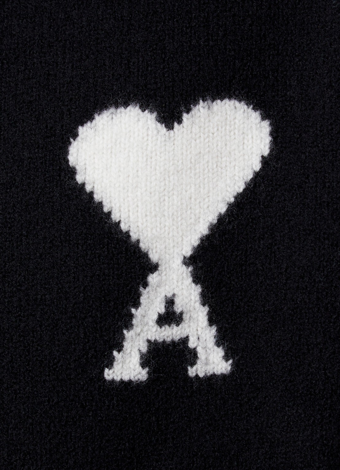 AMI Paris Fijngebreide trui van wol met logoprint - detail 5 zwart