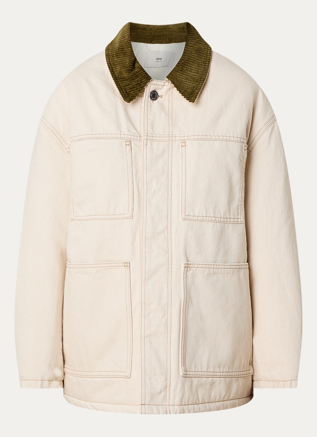 AMI Paris Gewatteerd jack met opgestikte zakken - voorkant beige