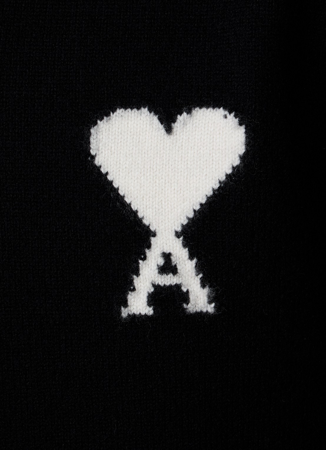 AMI Paris Grofgebreide trui van wol met logo - detail 3 zwart