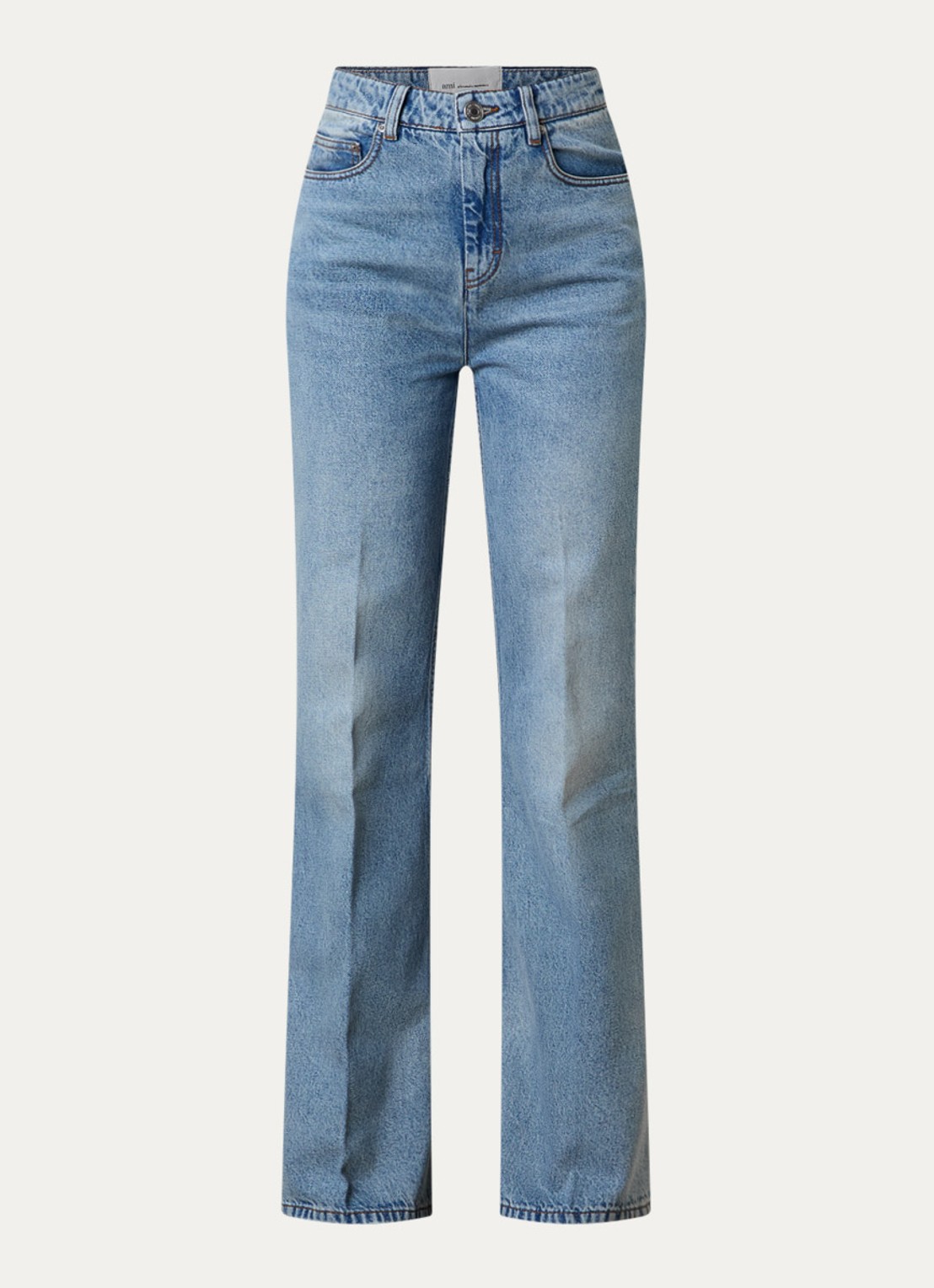 AMI Paris High waist flared jeans met lichte wassing - voorkant 5 indigo