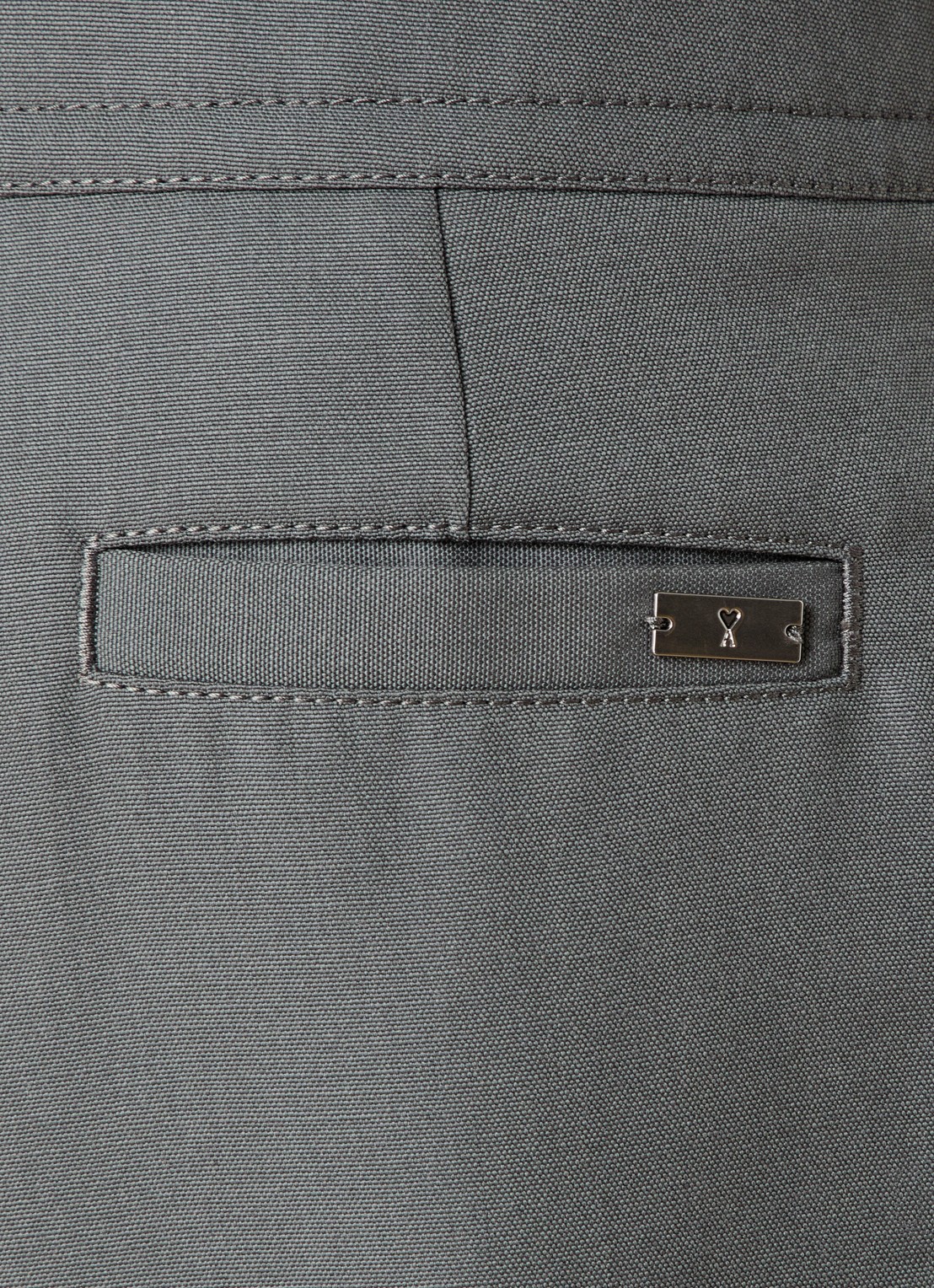 AMI Paris High waist loose fit pantalon van wol met steekzakken - detail 4 grijs