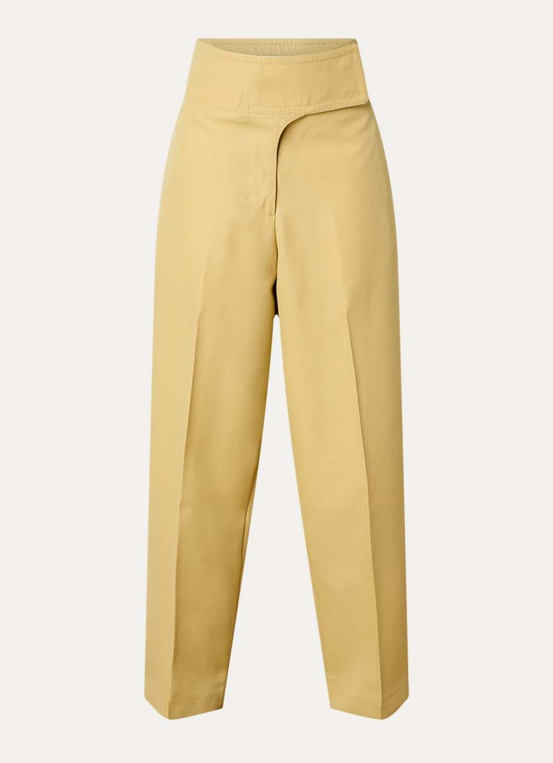 AMI Paris High waist loose fit pantalon van wol met steekzakken - voorkant 4 mosterd
